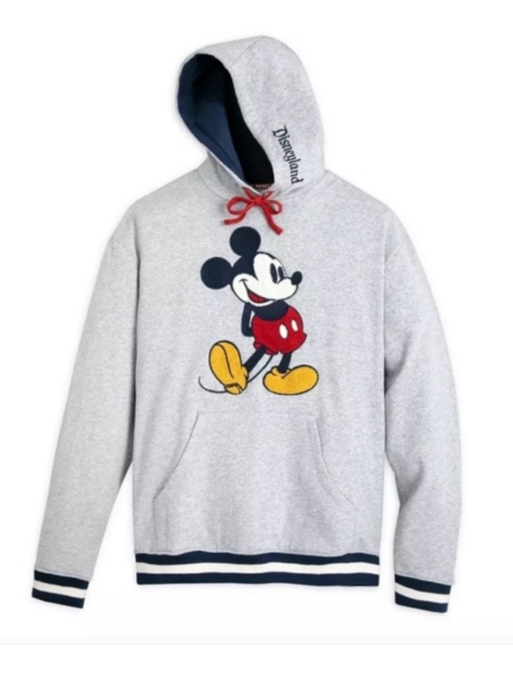 Disney Varsity Patch Classic Mickey Disneyland Hoodie Sweatshirt Gray Navy M
